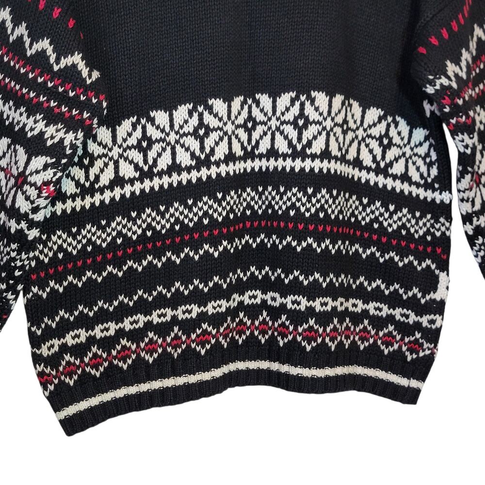Heirloom Collectibles Vintage Fair Isle Nordic Crew Neck Sweater Black White M - Picture 10 of 13